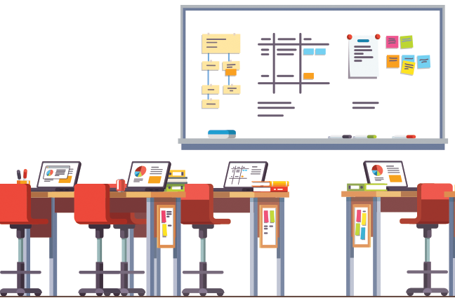Schools moving away from traditional classrooms now fill their learning spaces with tables that can connect to each other and stools that can tilt, among other flexible furniture. (gettyimages.com: IconicBestiary)