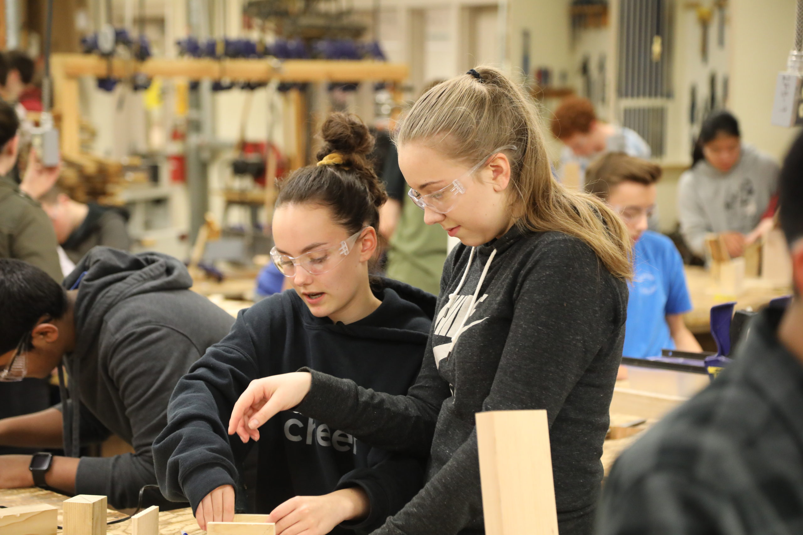 CTE students in Oregon's Corvallis School District build egg launchers. Career prep has made students more excited about their studies. 