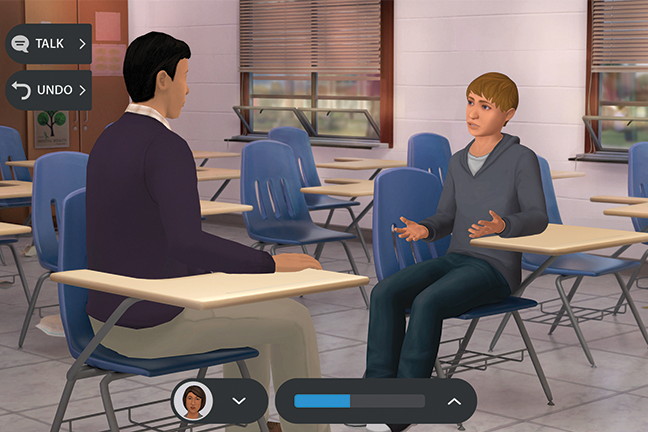 The At Risk suicide prevention program allows teachers to practice discussing mental health concerns with virtual students.