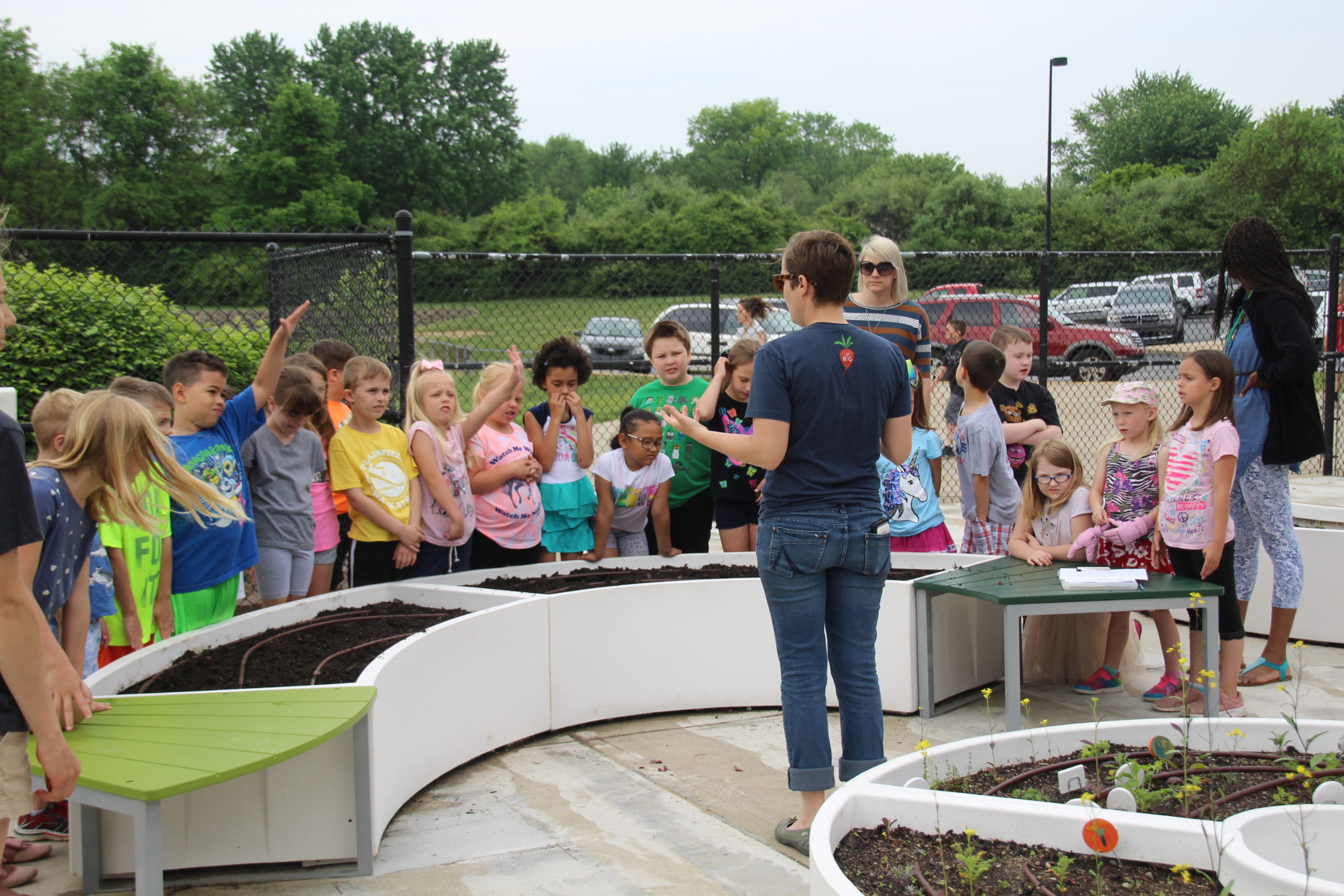 Plainfield Community School Corp. elementary school students learn about nutrition and growing food in the Imagination Lab's garden.