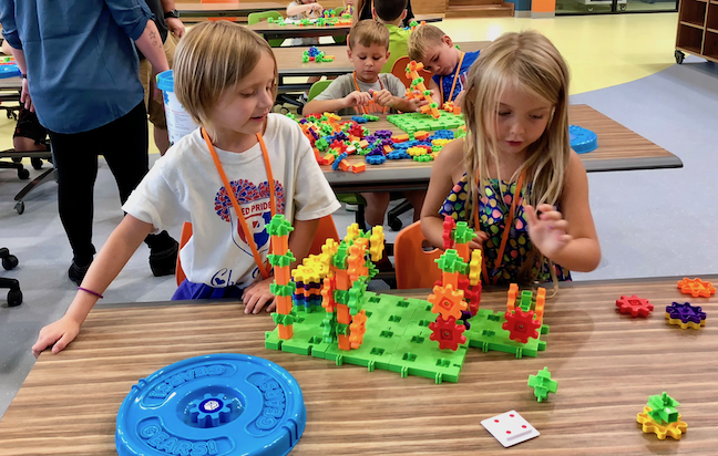 Students work on projects in The Imagination Lab at Clarks Creek Elementary School near Indianapolis. The Plainfield Community School Corp. created the STEM makerspace by filling in an old swimming pool.