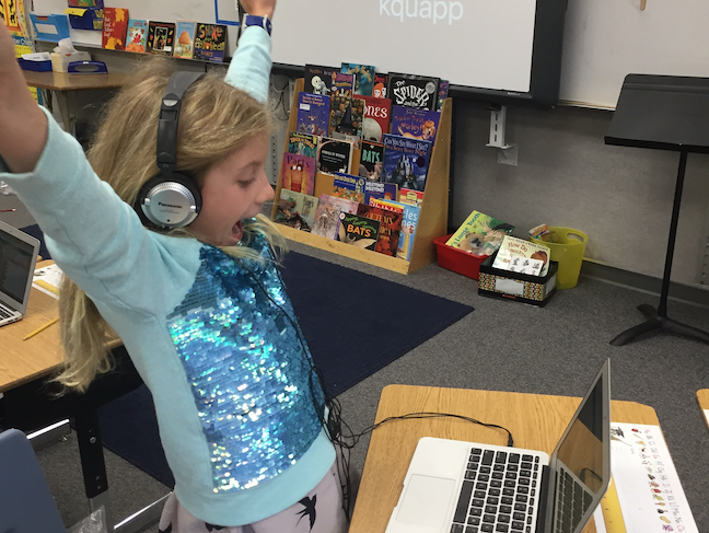 CODING ACHIEVEMENTS—A student at Parley's Park Elementary School in Park City, Utah, shows she is pretty engaged in her coding work. 