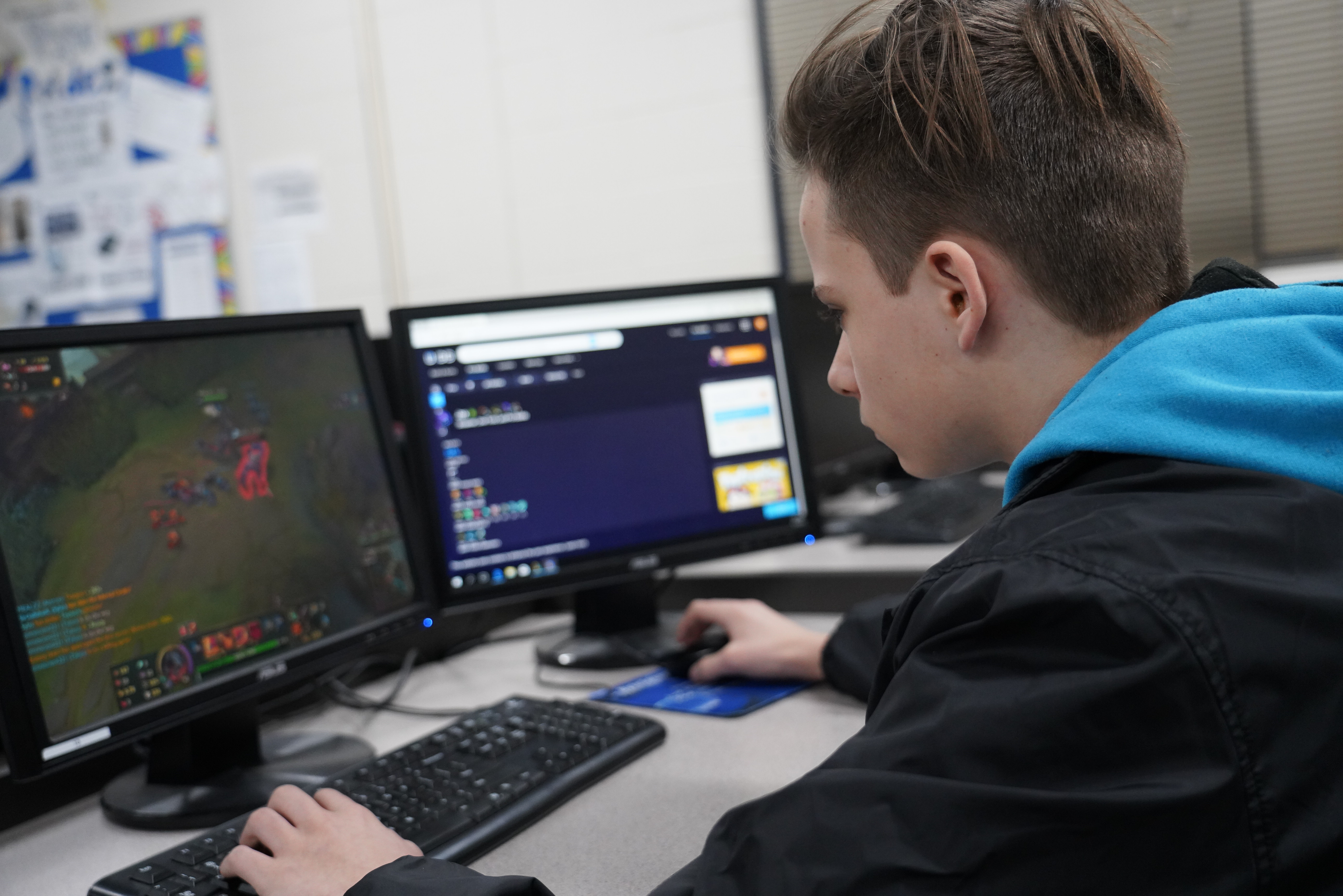 The co-captain of Clinton High School's esports team during a scrimmage last school year. 