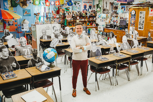 Lafayette High School social studies teacher Whitney Walker has filled her high school classroom with life-sized cut-outs of Lin-Manuel Miranda, Michelle Obama and other luminaries.