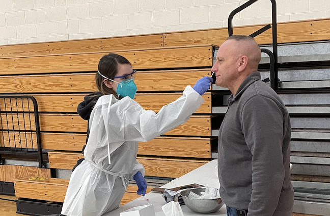 The state of Massachusetts conducted COVID testing on more than 400 students, staff and parents at Ashland High School on Monday.