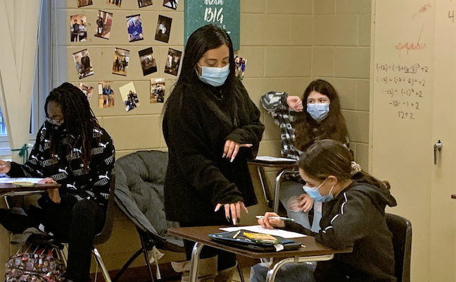 Students sat socially distanced and wore masks at Hardin County Schools in Kentucky this year.
