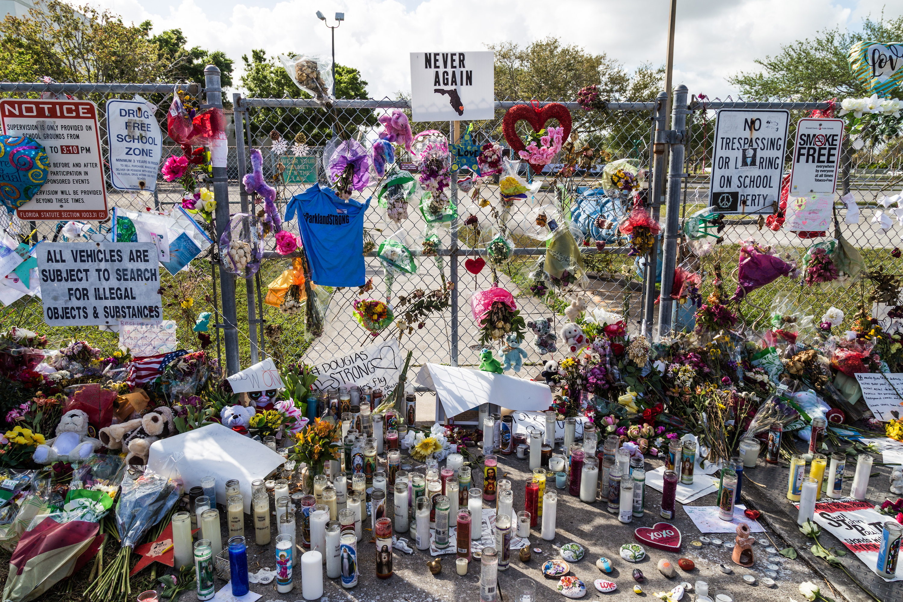 A memorial for the victims of the Marjory Stoneman Douglas High School shooting in 2018. (AdobeStock)