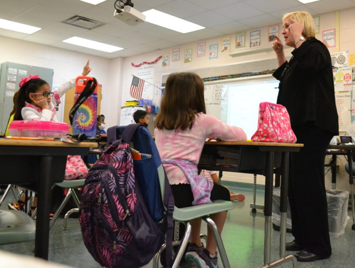 Superintendent Kamela Patton guest teaches students at Calusa Park Elementary School in Collier County Public Schools in South Florida.